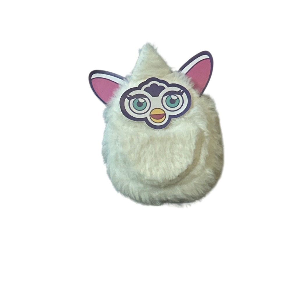 Furby White Plush Keychain Retro 90s Toy Bag Charm Mini Fuzzy Figure